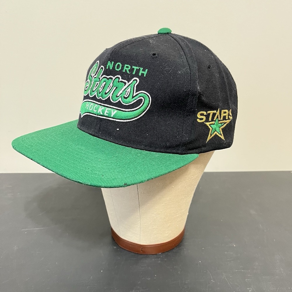 Vintage Minnesota North Stars Starter Snapback Hat NHL Black Green The Natural